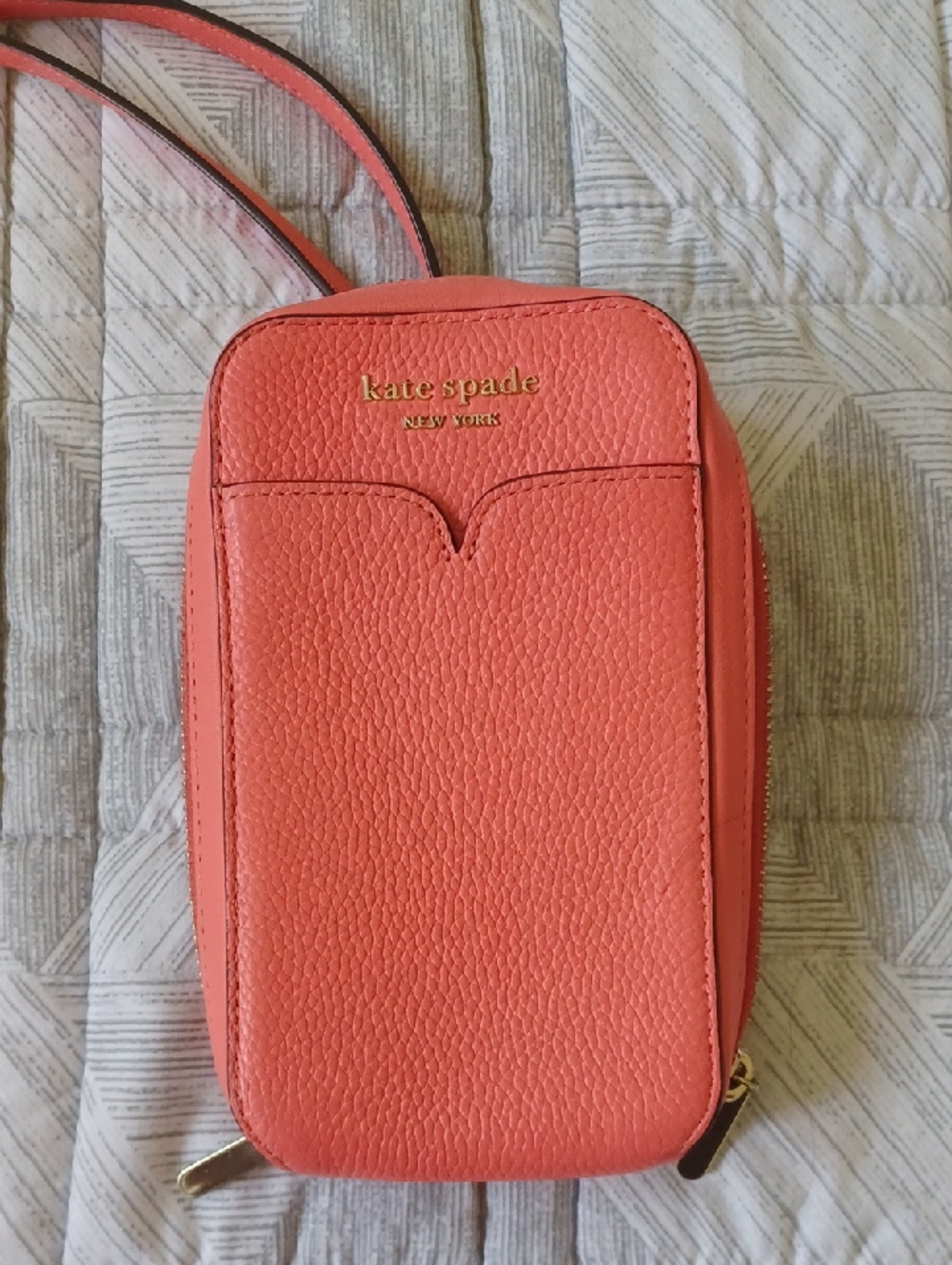 kate spade Coral Pebbled Leather Crossbody Phone Bag